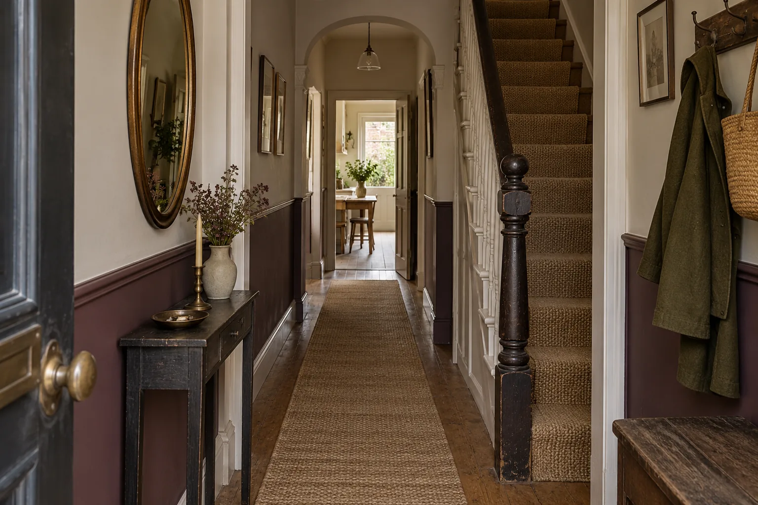 Narrow hallway with a shallow console and clear walkway.